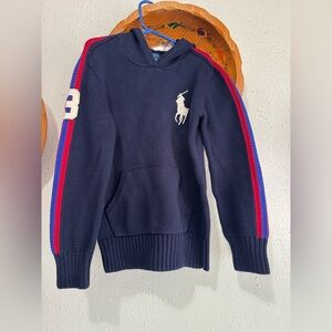 Polo Ralph Lauren sweater hood big pony Blue Size 7 NWT